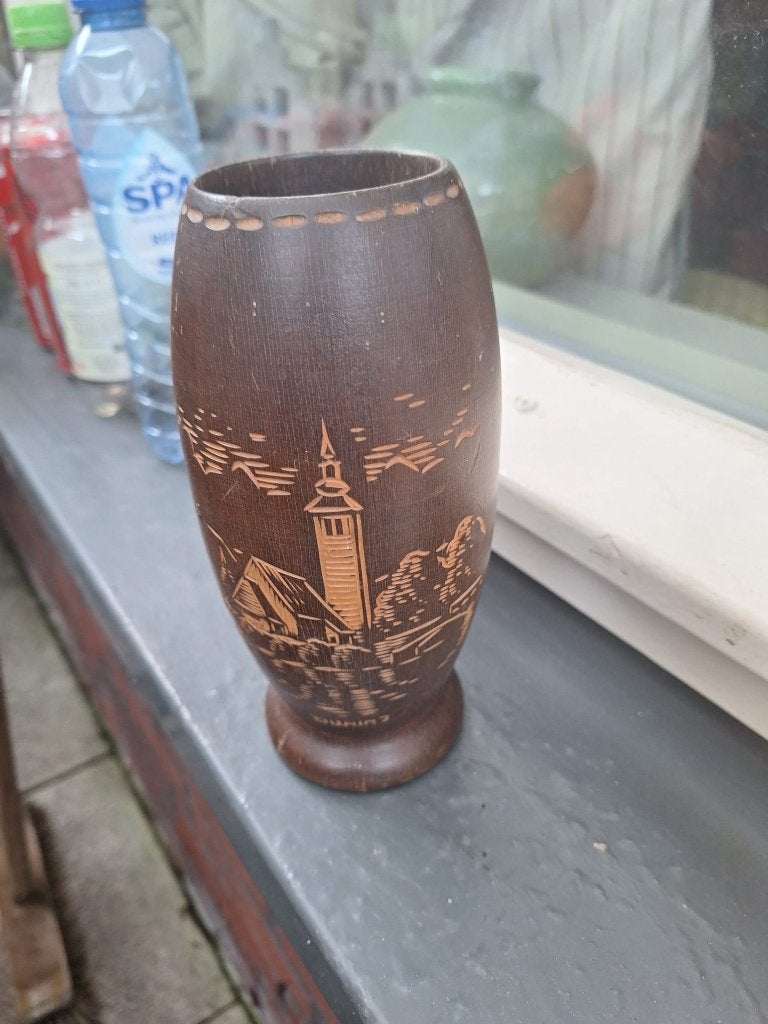 Houten vaas Visnare uit voormalig Joegoslavië, Antiek en Kunst, Ophalen of Verzenden