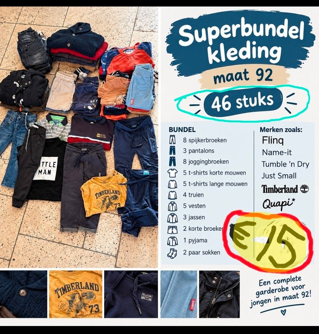XLbundel 46STKS jongenskleding INCL JASSEN mt 92 ZG STAAT, Ophalen, Diverse merken, Jongen, Overige typen
