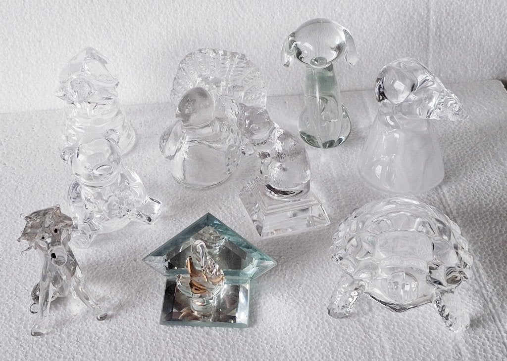 lot glazen beeldjes 9 stuks, Ophalen of Verzenden, Gebruikt, Dier