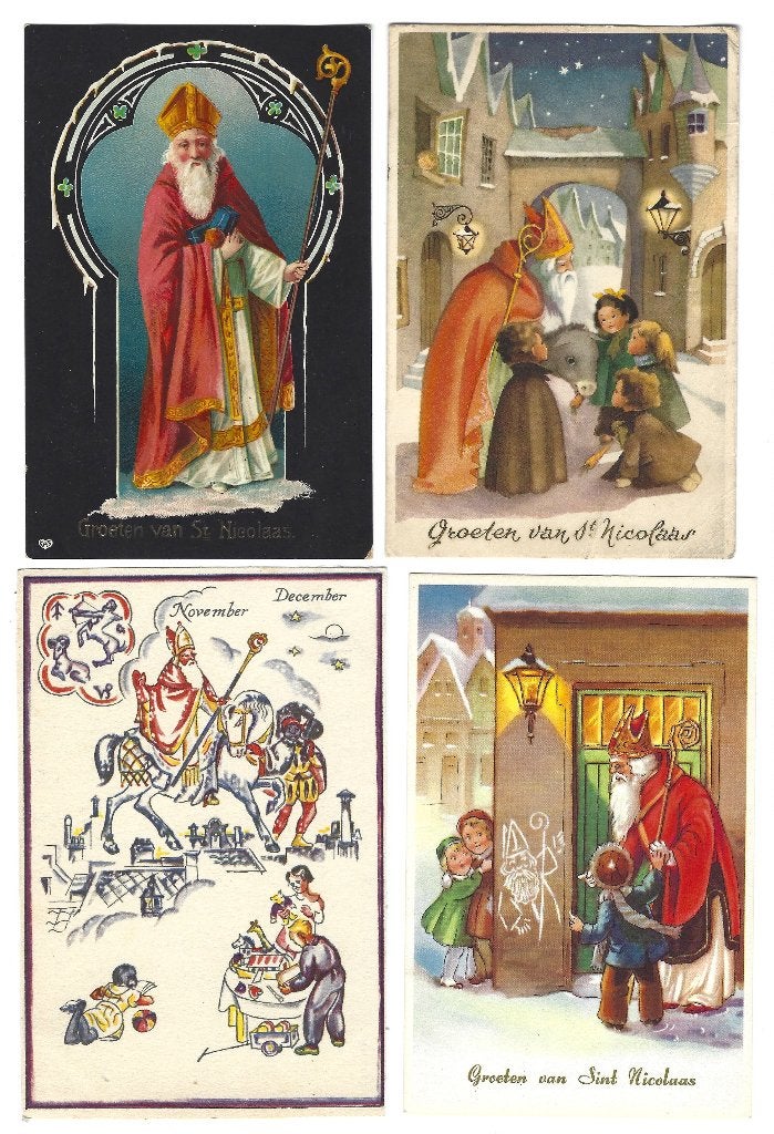 4 Oude Sinterklaas Ansicht Kaarten 1917 - 1953, Ophalen of Verzenden, Voor 1920, Gelopen, Overige thema's