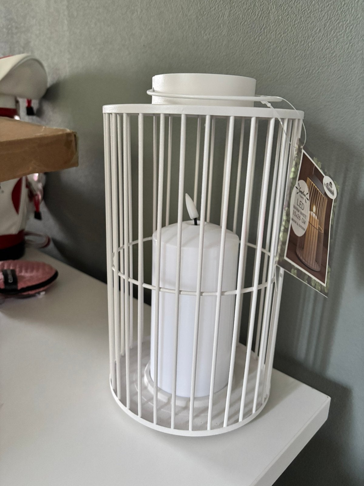 Windlichten Intratuin te koop! Wit op batterijen., Ophalen, 25 tot 50 cm, Wit, Nieuw