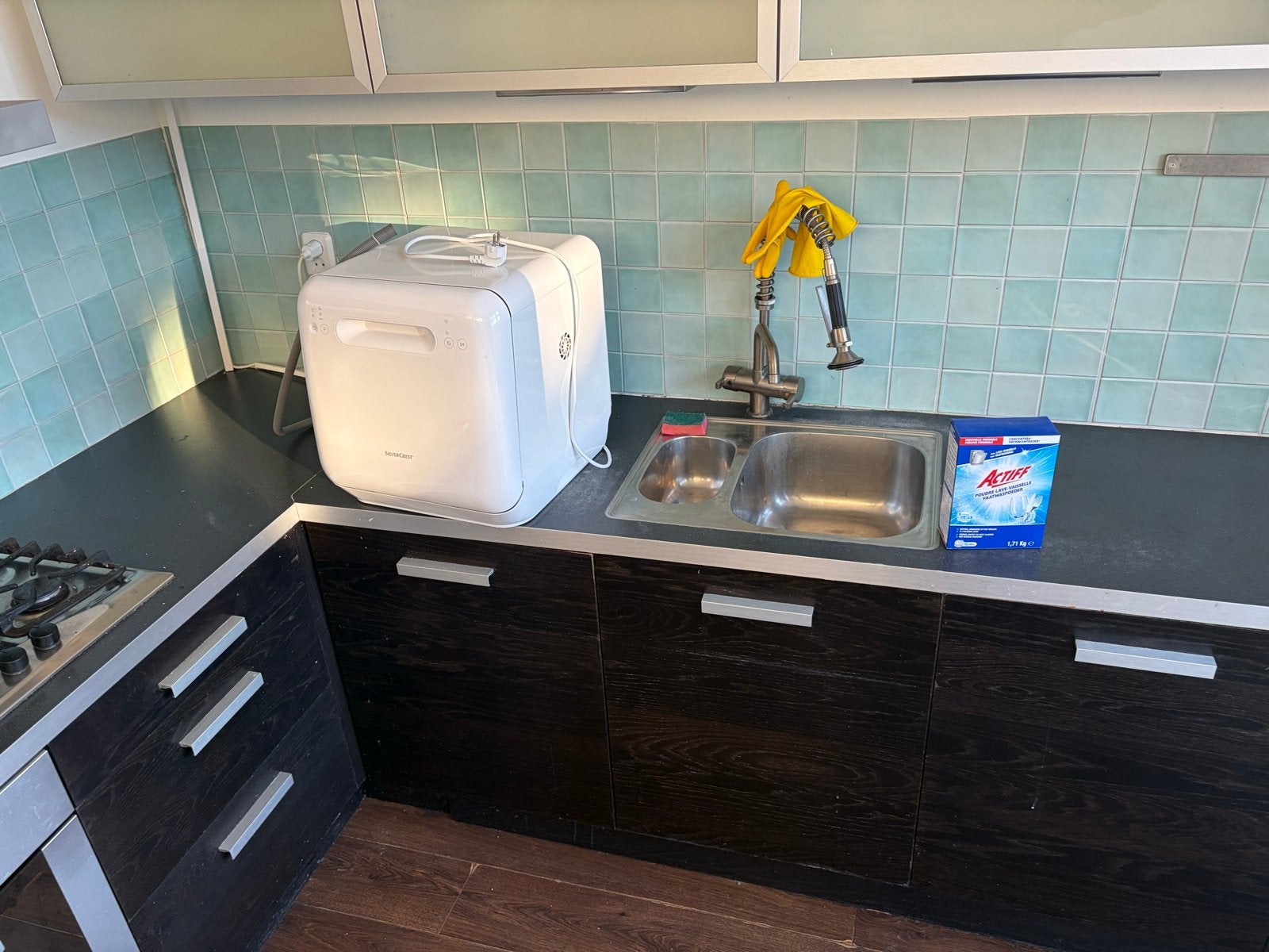 Gratis keuken inclusief apparatuur (excl. vaatwasser), Ophalen, Gebruikt, Zwart, Hoekkeuken