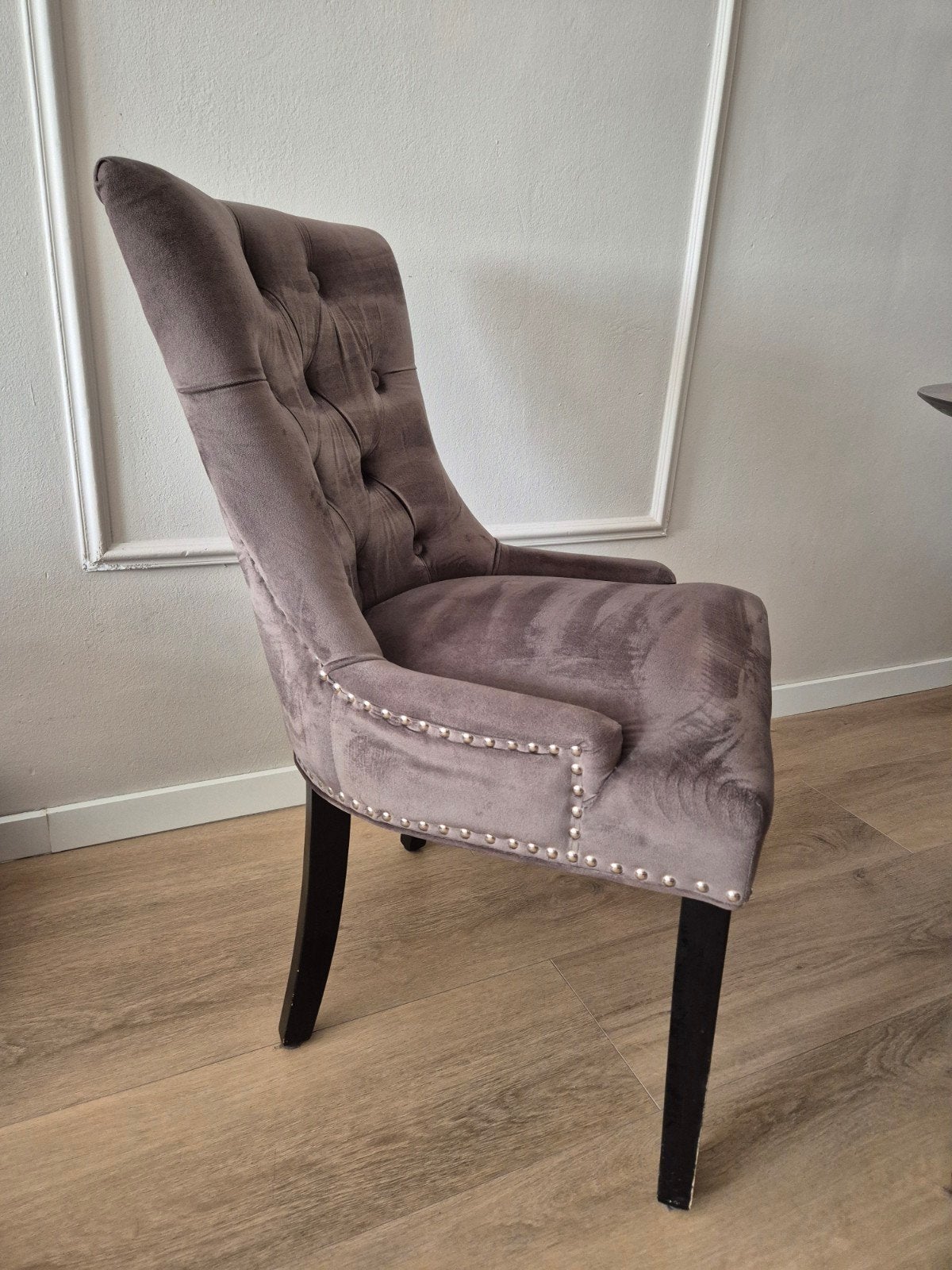 4 eetkamer stoelen taupe zwart ZGAN, Huis en Inrichting, Ophalen, Zo goed als nieuw, Minder dan 75 cm, 50 tot 75 cm
