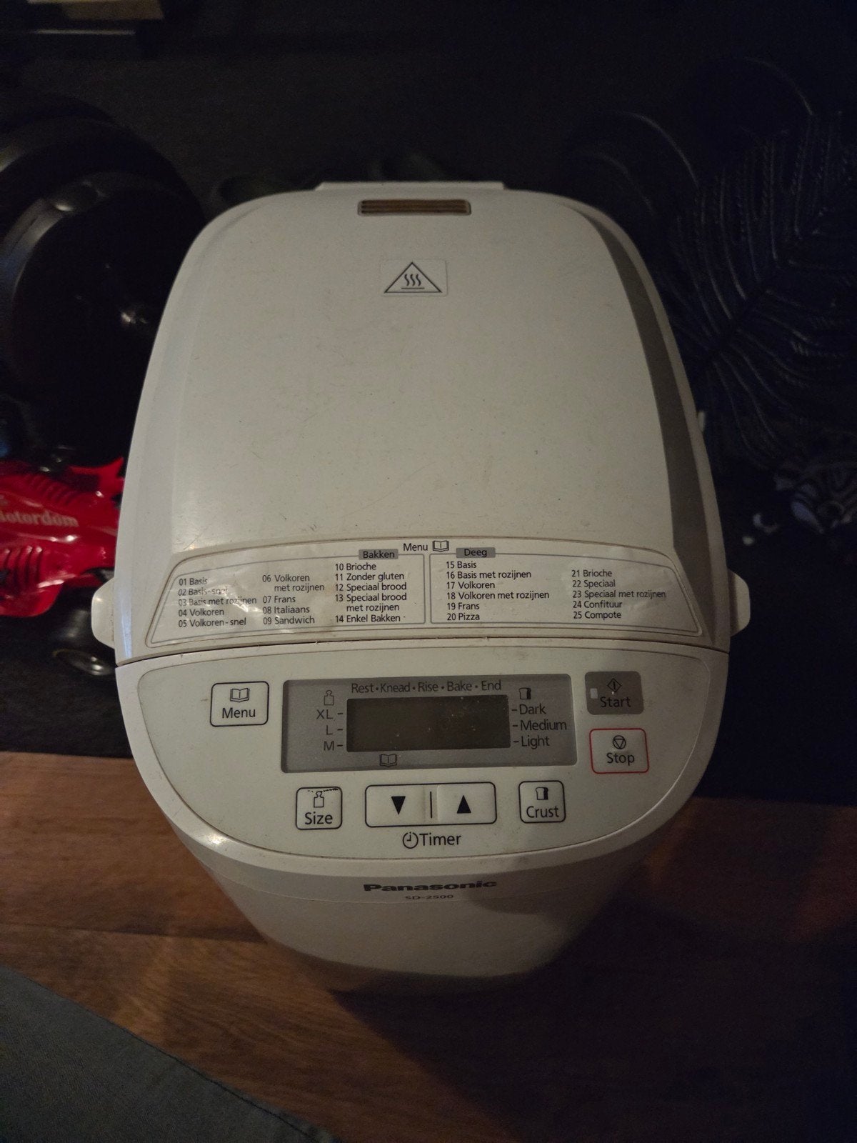 Panasonic SD-2500 Automatische Broodbakmachine, 800 tot 1200 gram deeg, Ophalen, Met timer, Gebruikt