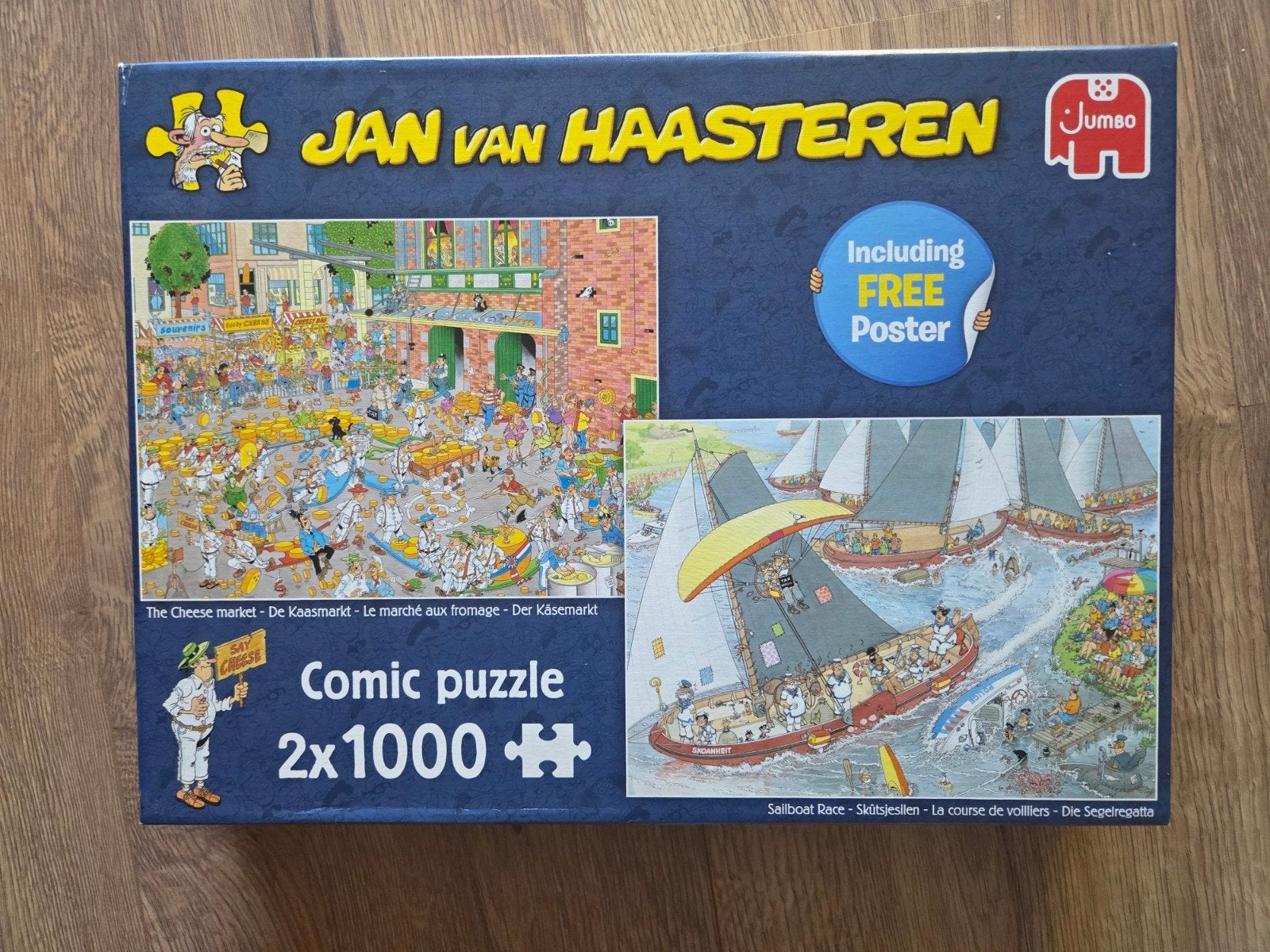 Puzzels Jan van Haasteren De kaasmarkt + Skutsjesilen, Ophalen of Verzenden, 500 t/m 1500 stukjes, Zo goed als nieuw, Legpuzzel