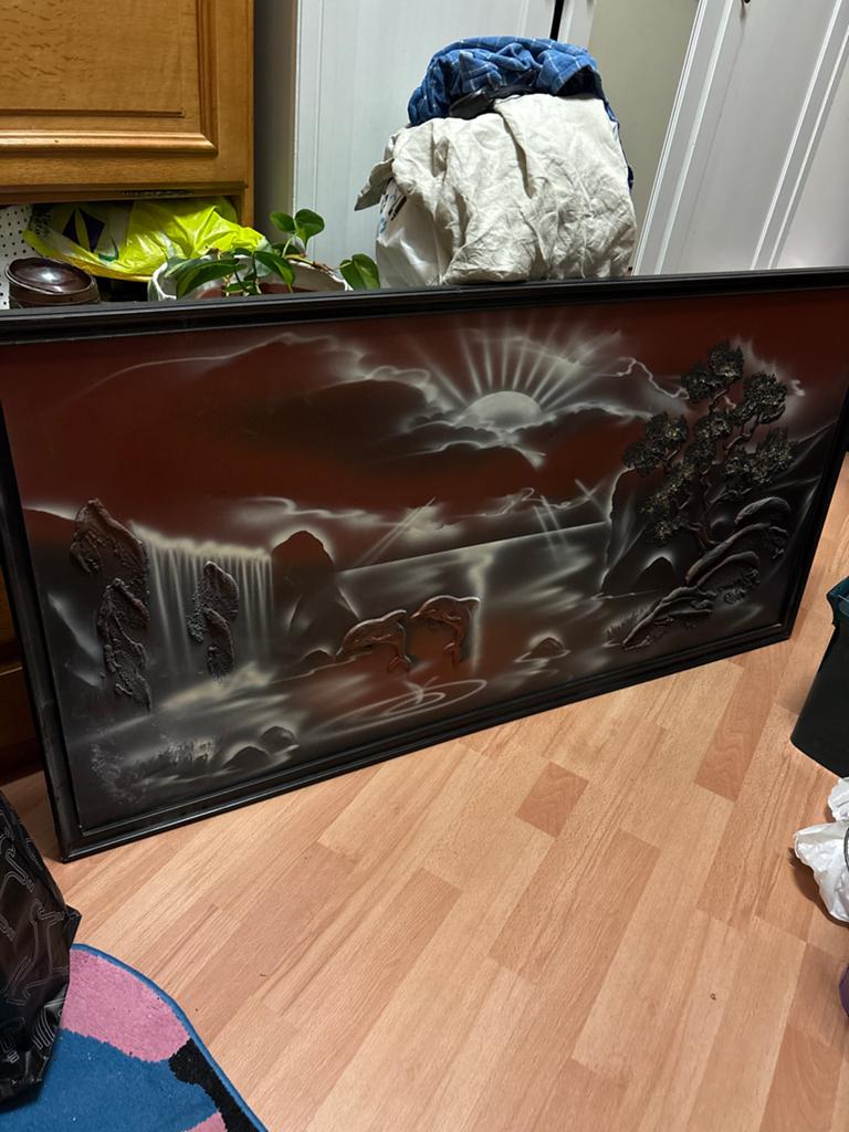 Uniek 3D Schilderij met Waterval en Dolfijnen, Ophalen, Zo goed als nieuw
