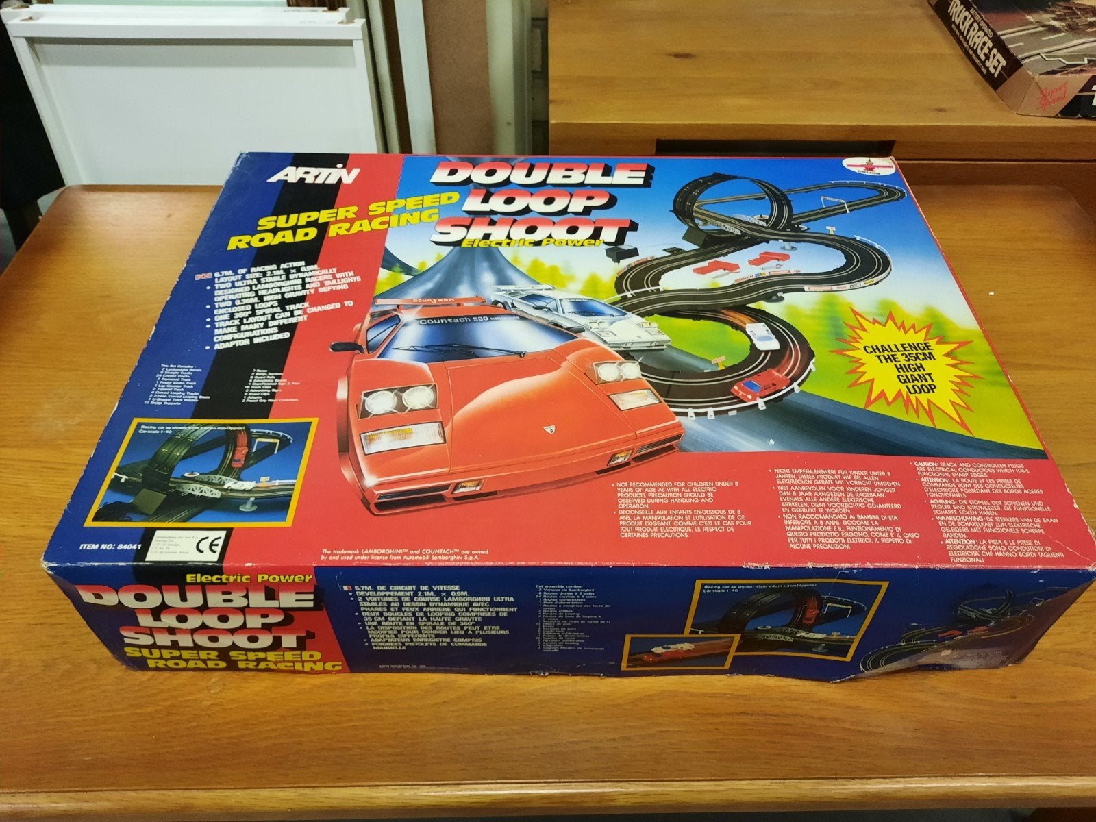 Vintage Artin double loop shoot elektrische racebaan, Gebruikt, Elektrisch, Met looping, Ophalen