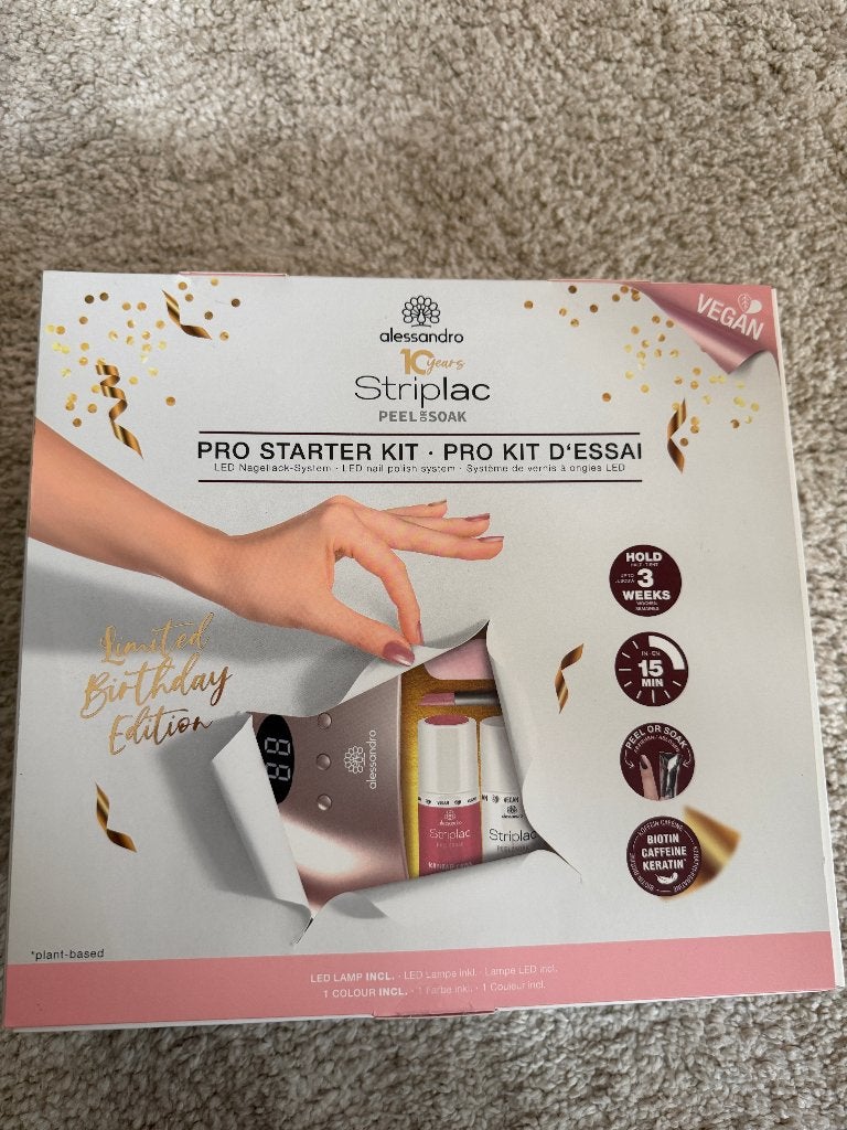 Alessandro Striplac Starter Kit + soak off caps nieuw, Overige kleuren, Nieuw, Ophalen of Verzenden, Handen en Nagels