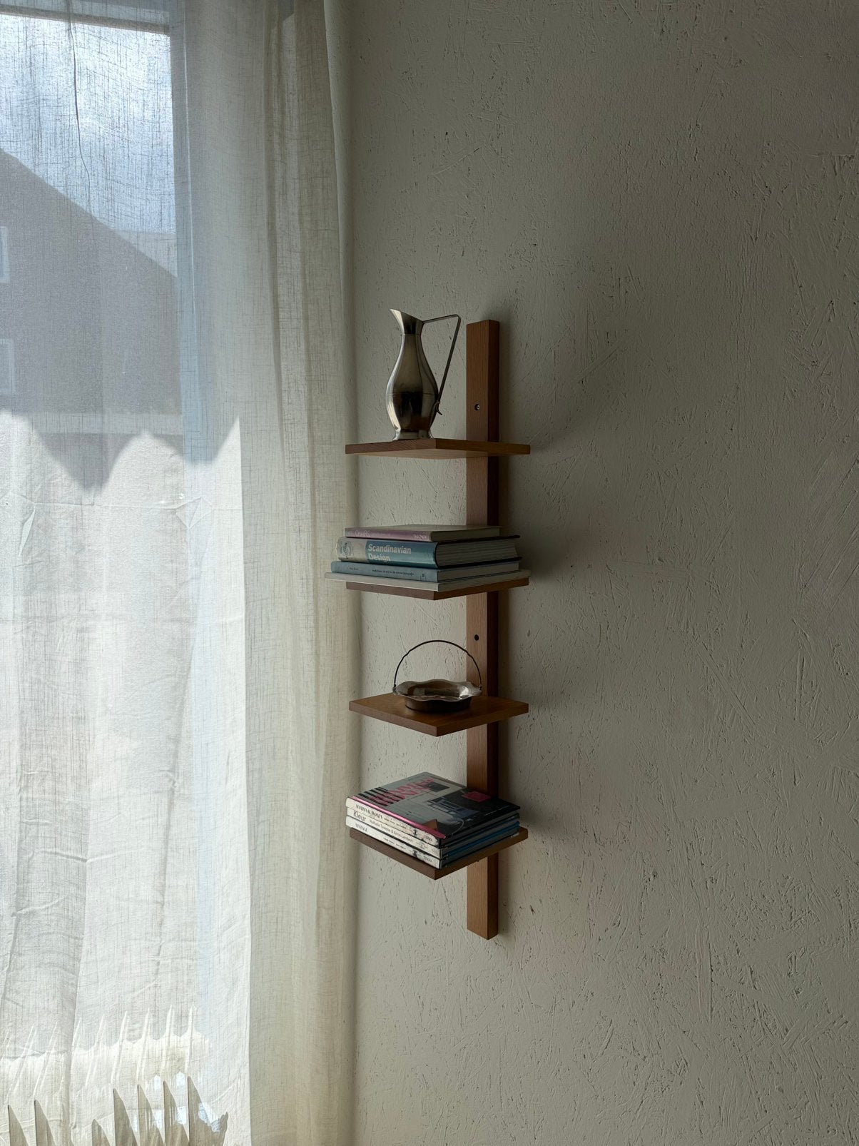 Massief eiken wandrek | Mid Century | Minimalistisch design, Ophalen of Verzenden, Gebruikt