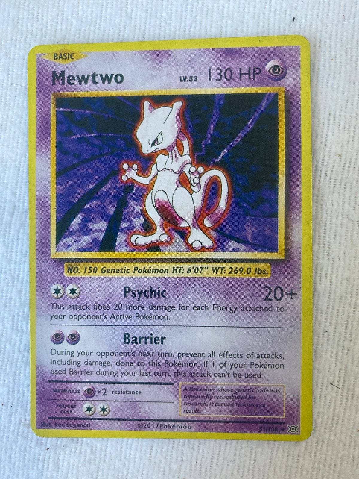 Mewtwo Pokémon Kaart LV.53 130 HP - Basic, Ophalen, Gebruikt, Losse kaart