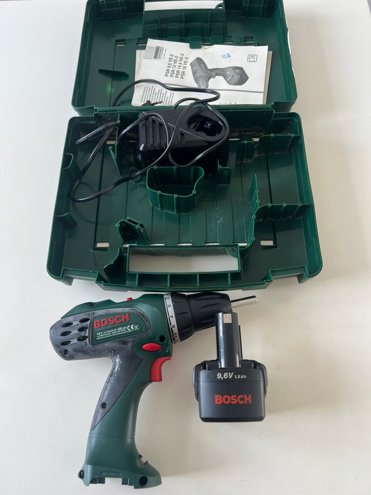 Bosch PSR 9.6 VE-2 Accuboormachine met koffer, Doe-het-zelf en Verbouw, Ophalen of Verzenden, Zo goed als nieuw, Minder dan 400 watt