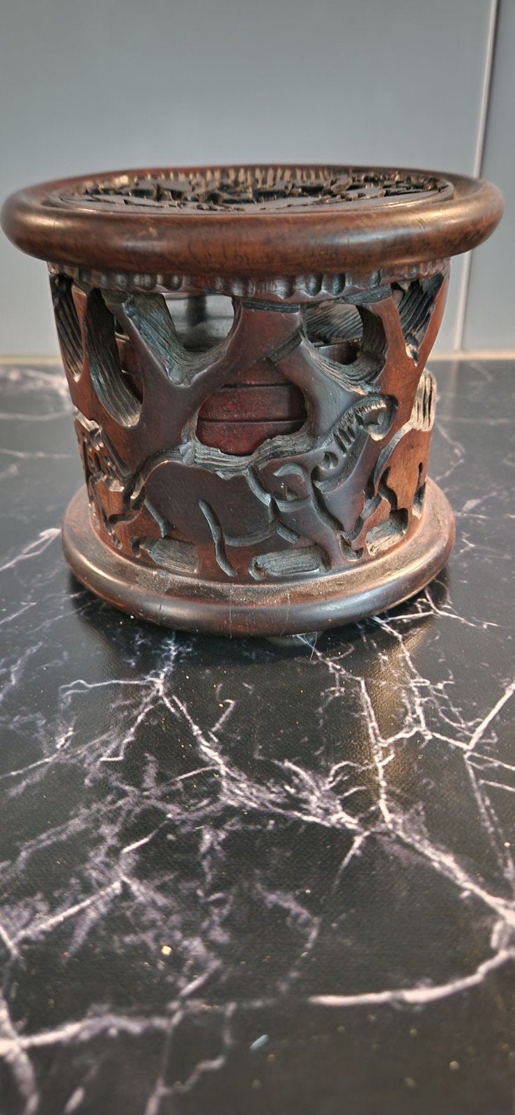 Vintage Afrikaanse onderzetters met houder, handgesneden, Ophalen of Verzenden