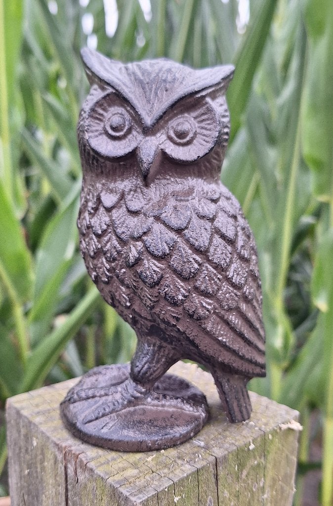Tuinbeeld uil van gietijzer, Verzenden, Nieuw, Metaal, Dierenbeeld