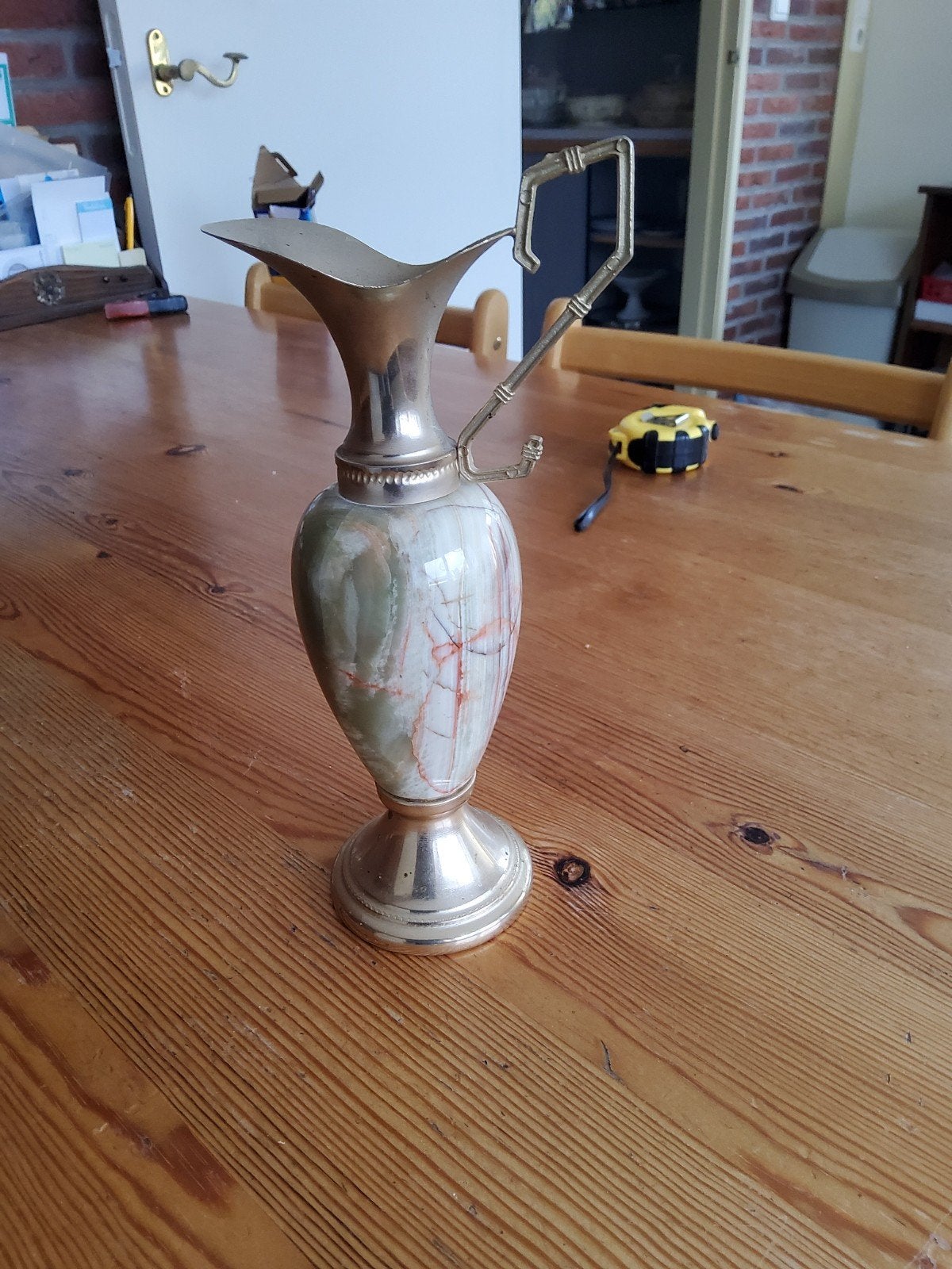 Vintage Onyx en Messing Vaas/Kan - Decoratief Stuk, Ophalen of Verzenden