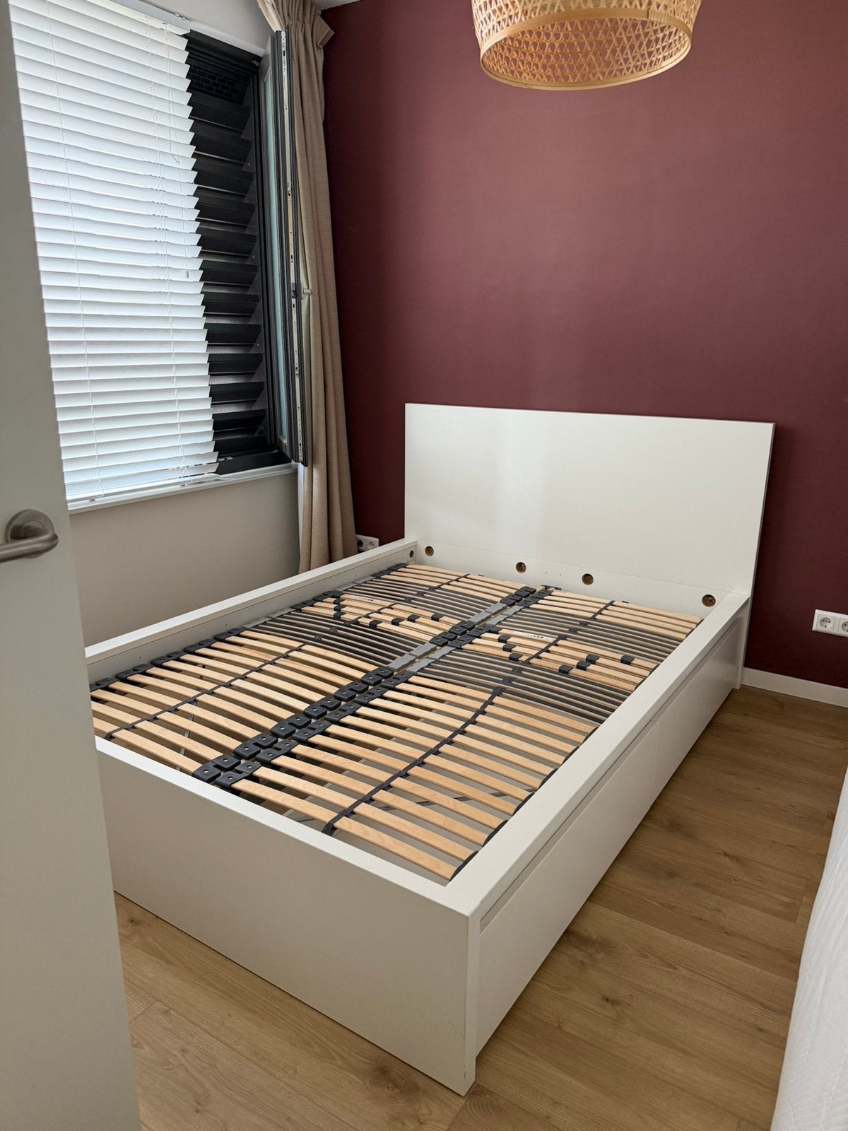 Malm bed 140x200cm incl. 2 lades + 2 lattenbodems, Ophalen, Wit, Tweepersoons, 140 cm