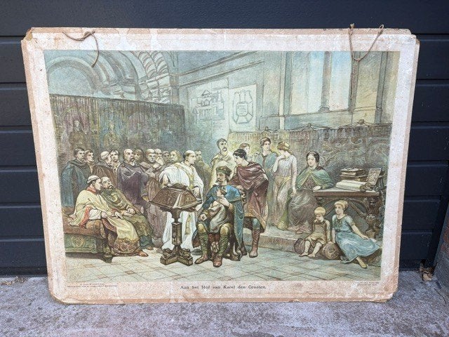 6 antieke schoolplaten uit de Vaderlandse Geschiedenis, Antiek en Kunst, Ophalen, Geschiedenis