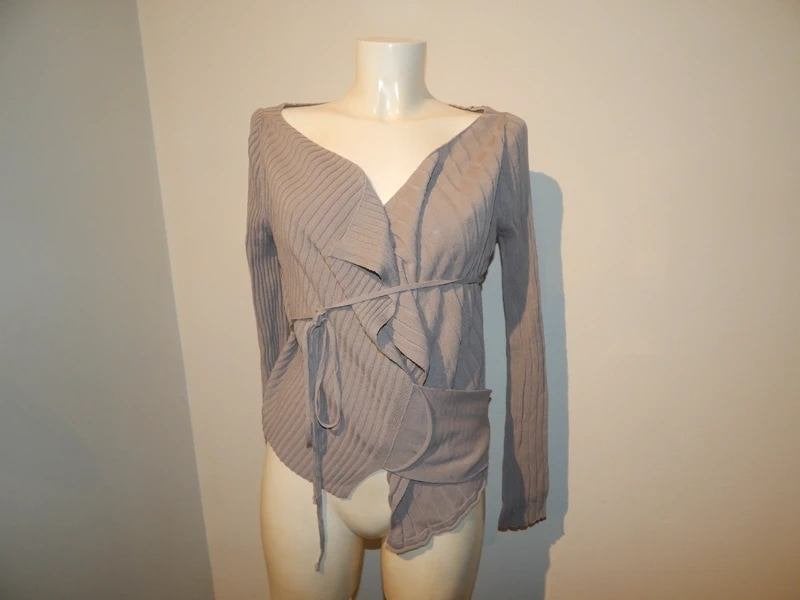 Sarah Pacini grijs wikkel vest flap vintage vest one size, Verzenden, Sarah Pacini, Maat 46/48 (XL) of groter, Zo goed als nieuw