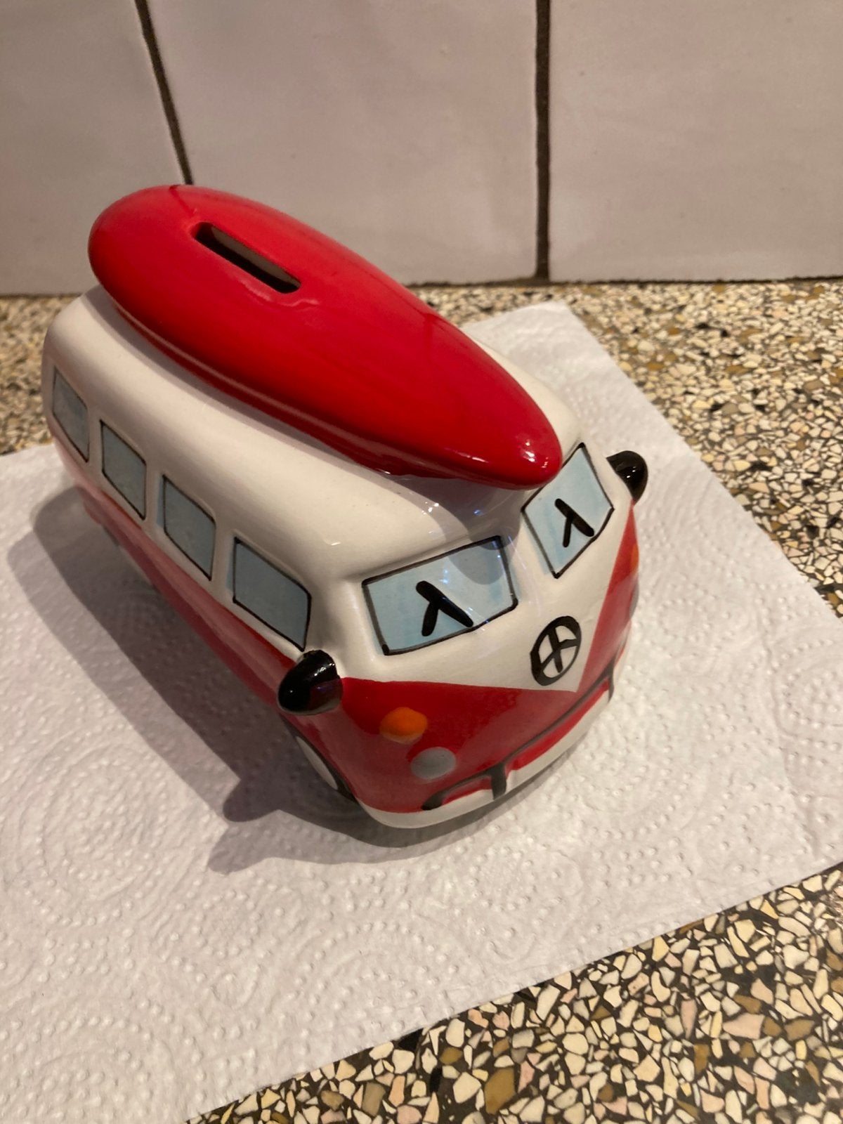 Spaarpot bus volkswagen, Verzamelen, Ophalen of Verzenden, Zo goed als nieuw, Steen, Aardewerk of Keramiek, Vervoermiddel
