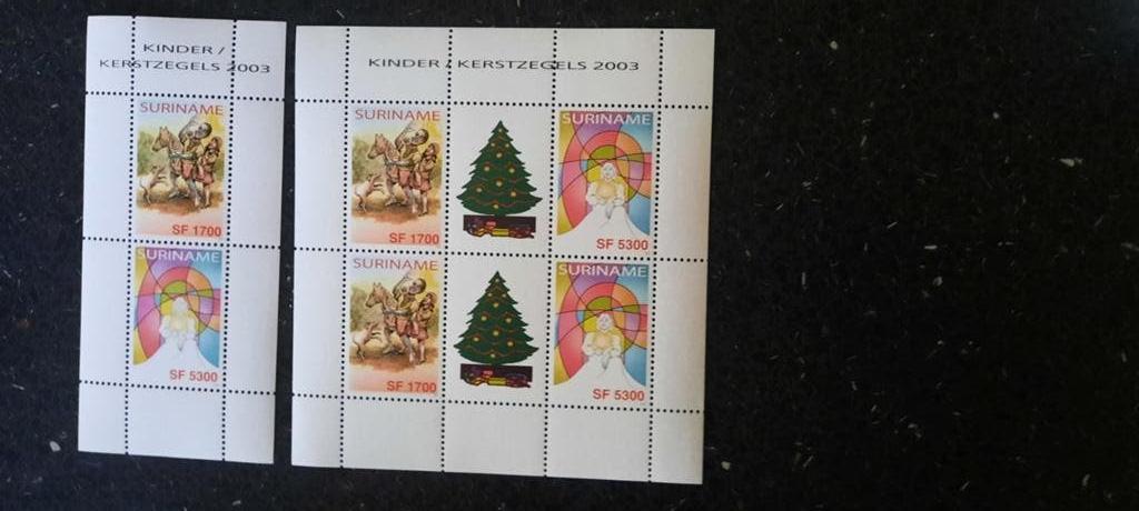 Suriname Kinder Kerstzegels 2003 compleet, Ophalen of Verzenden