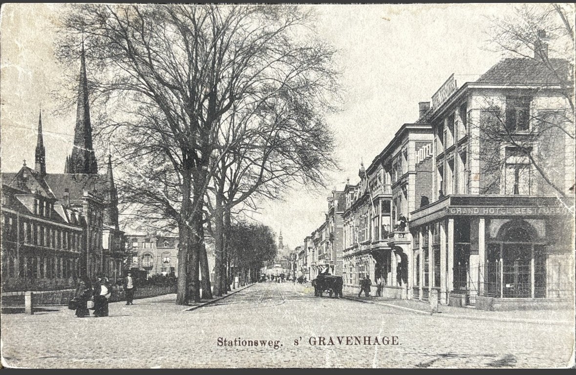 Den Haag, stationsweg, Ophalen of Verzenden, Voor 1920, Gelopen, Zuid-Holland