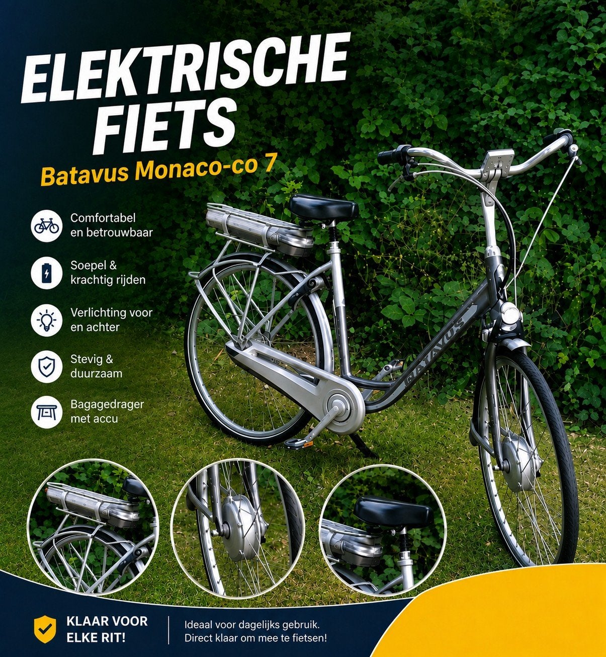Batavus Monaco-co 7 Elektrische Fiets 28" D53  7V, Ophalen, Batavus, Zo goed als nieuw, 51 tot 55 cm
