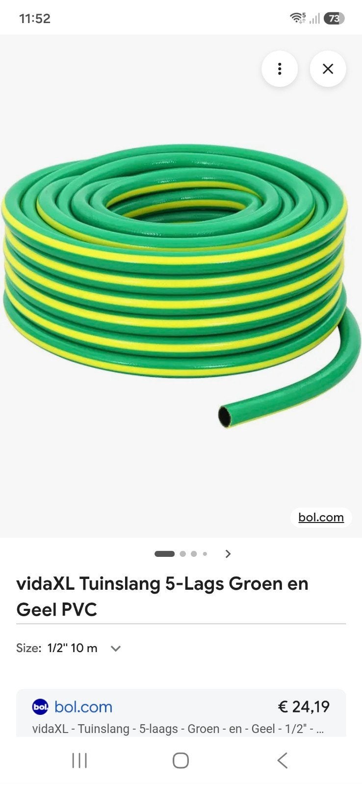 Gebruikte tuinslang 5-Laags Groen en Geel PVC 1/2" 20 m, Ophalen of Verzenden, Nieuw, Tuinslang