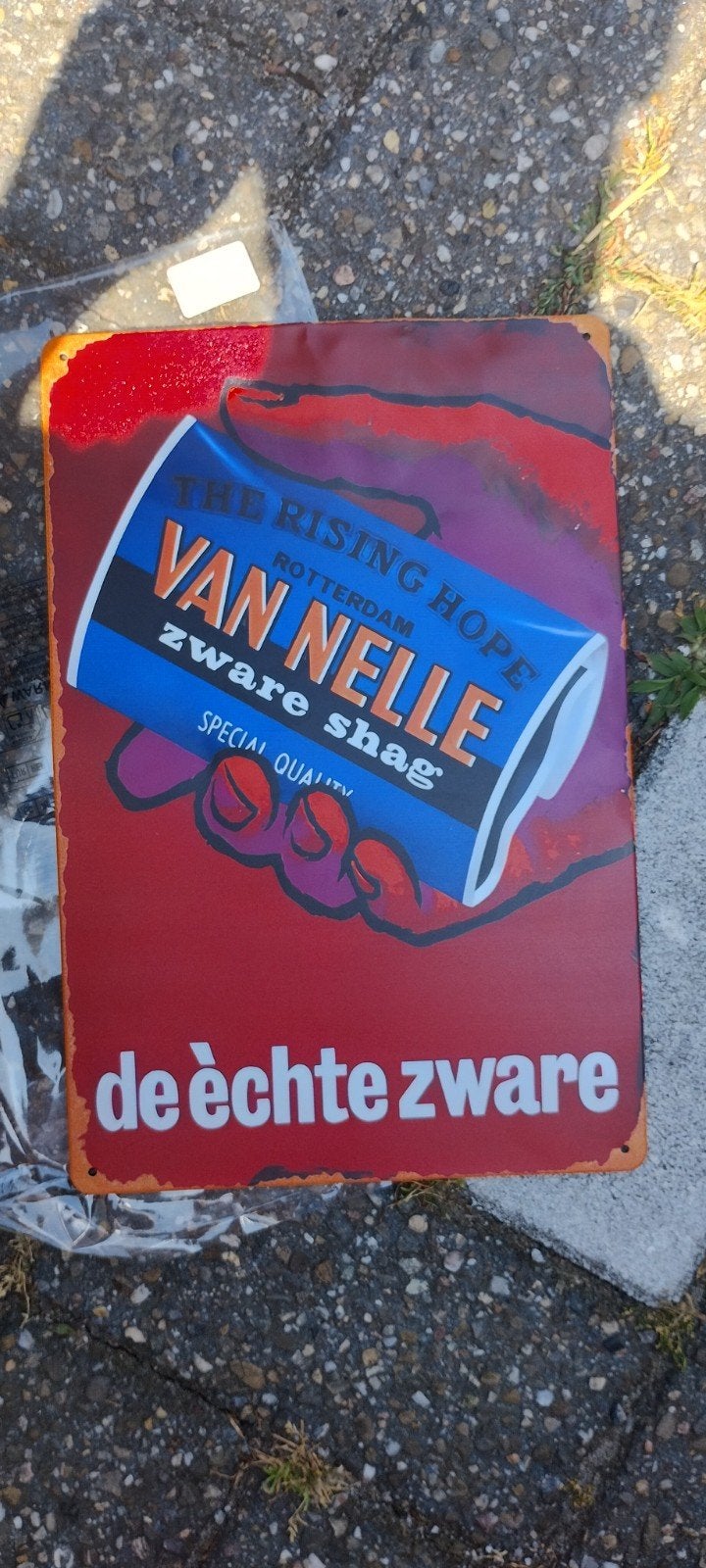Vintage Van Nelle Zware Shag Reclamebord Metaal, Verzenden, Gebruikt, Reclamebord