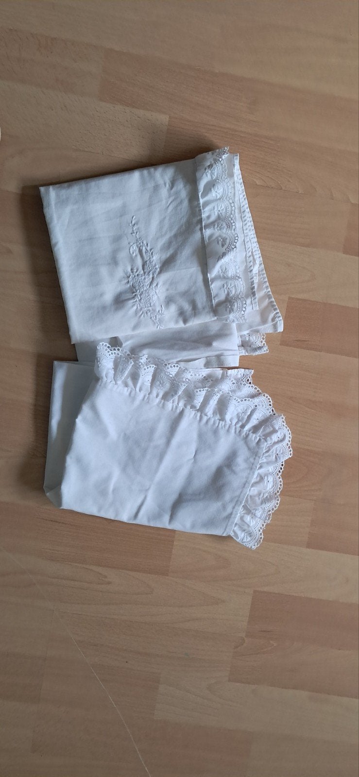 Ledikant lakenset met broderie en ruches, Ophalen of Verzenden
