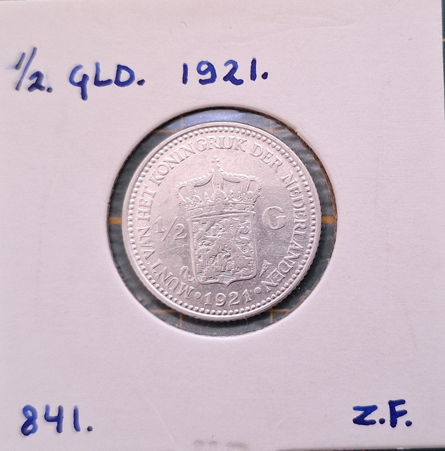 1/2 gulden 1921, ½ gulden, Zilver, Ophalen of Verzenden, Koningin Wilhelmina