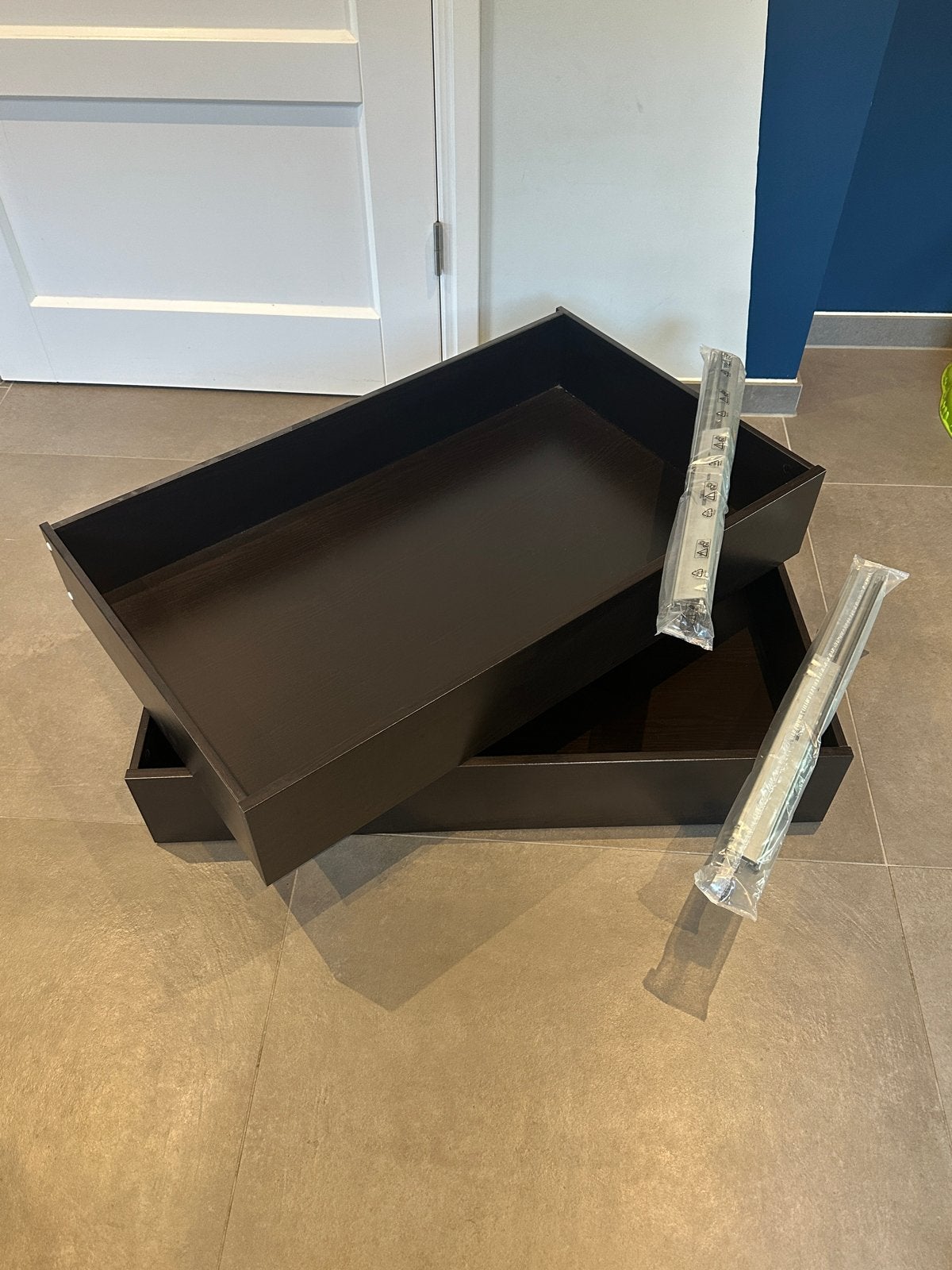 IKEA KOMPLEMENT lades (2 stuks) en plank- Donkerbruin, Ophalen, Nieuw, 50 tot 100 cm, Minder dan 100 cm