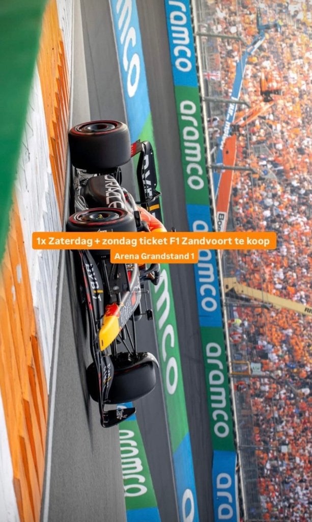 1x zaterdag + zondag ticket Formule 1 Zandvoort te koop, Eén persoon, Augustus