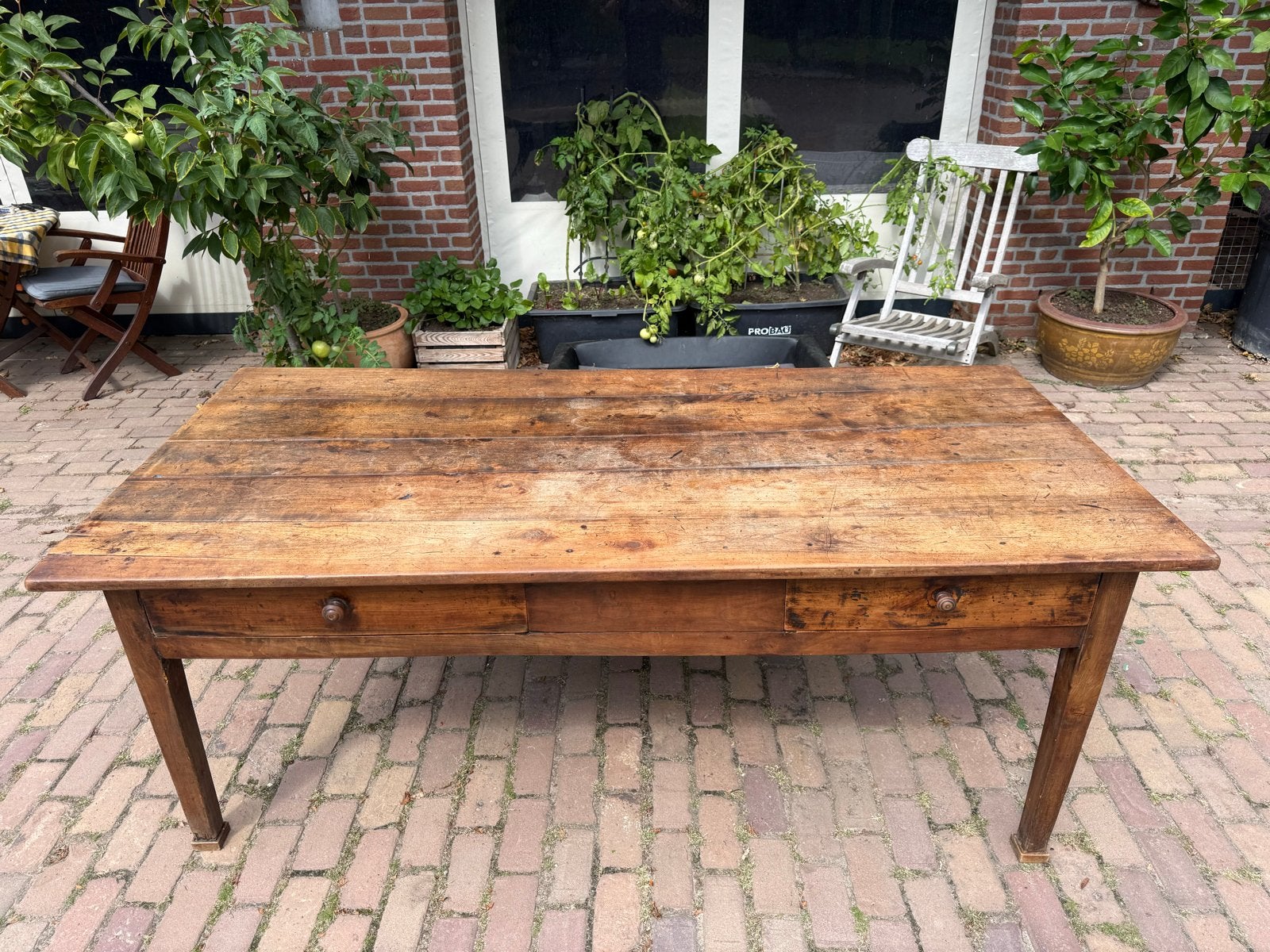 Franse antieke boerentafel eettafel 19e eeuws 200CM UNIEK EX, Ophalen