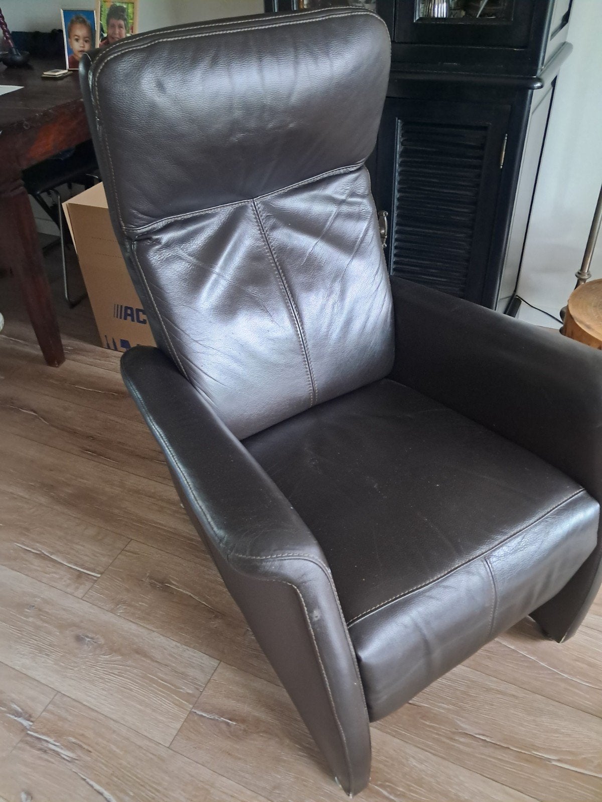 Luie Fauteuil stoel, Ophalen, Gebruikt, 50 tot 75 cm, Leer
