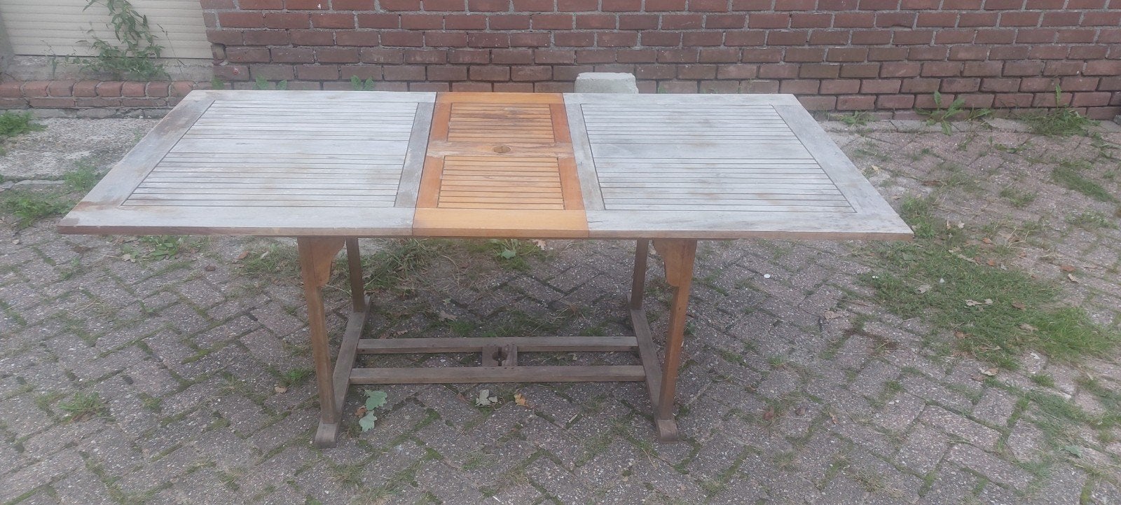 Uitschuifbare Teakhouten Tuintafel - Gebruikt, Ophalen of Verzenden, Gebruikt, Rechthoekig, Teakhout