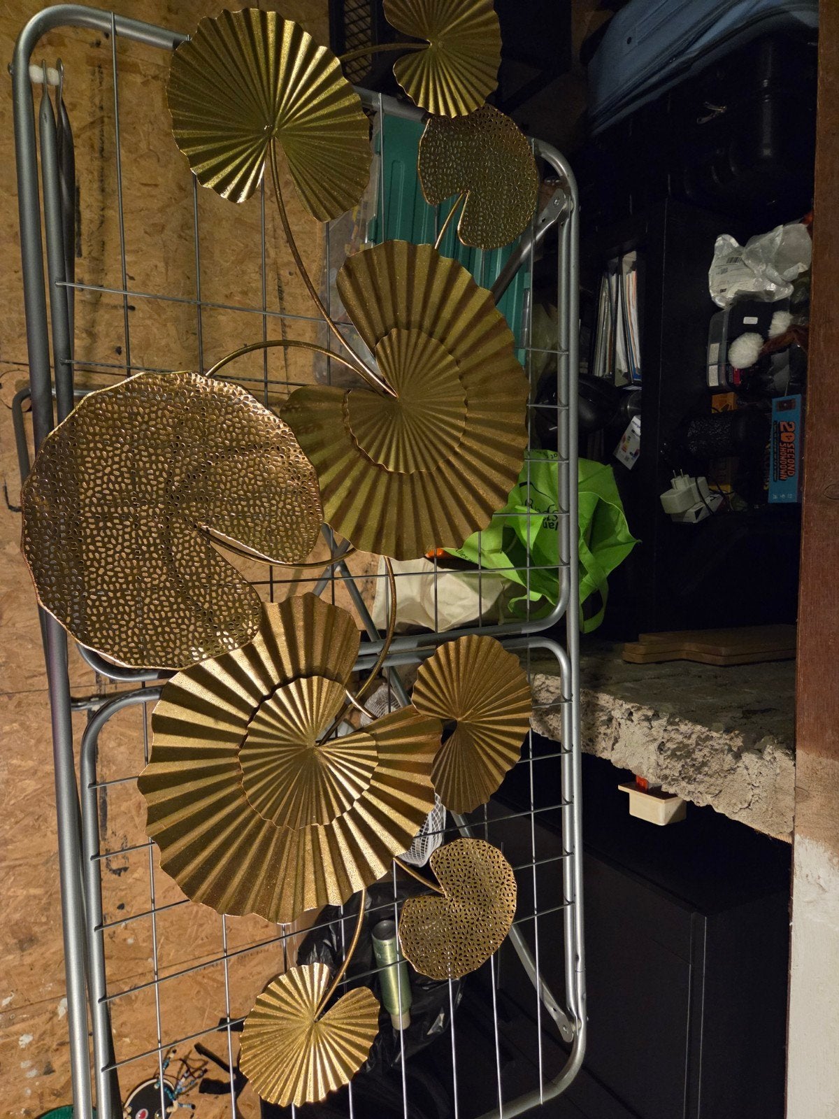 Gouden metalen wanddecoratie - bladeren, Ophalen, Metaal, Gebruikt, Decoratieobject