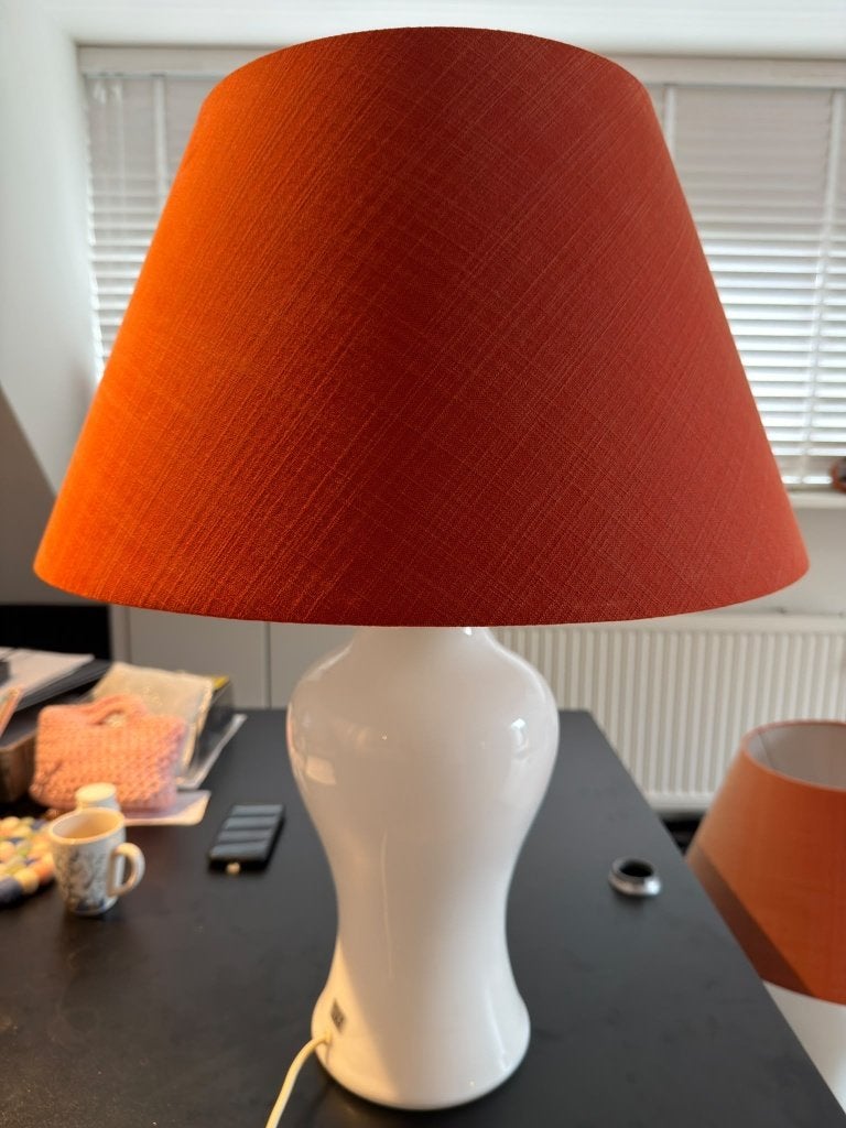 Ingo maurer design m tafellampen met oranje kap, Overige typen, Gebruikt, Overige merken, Oranje