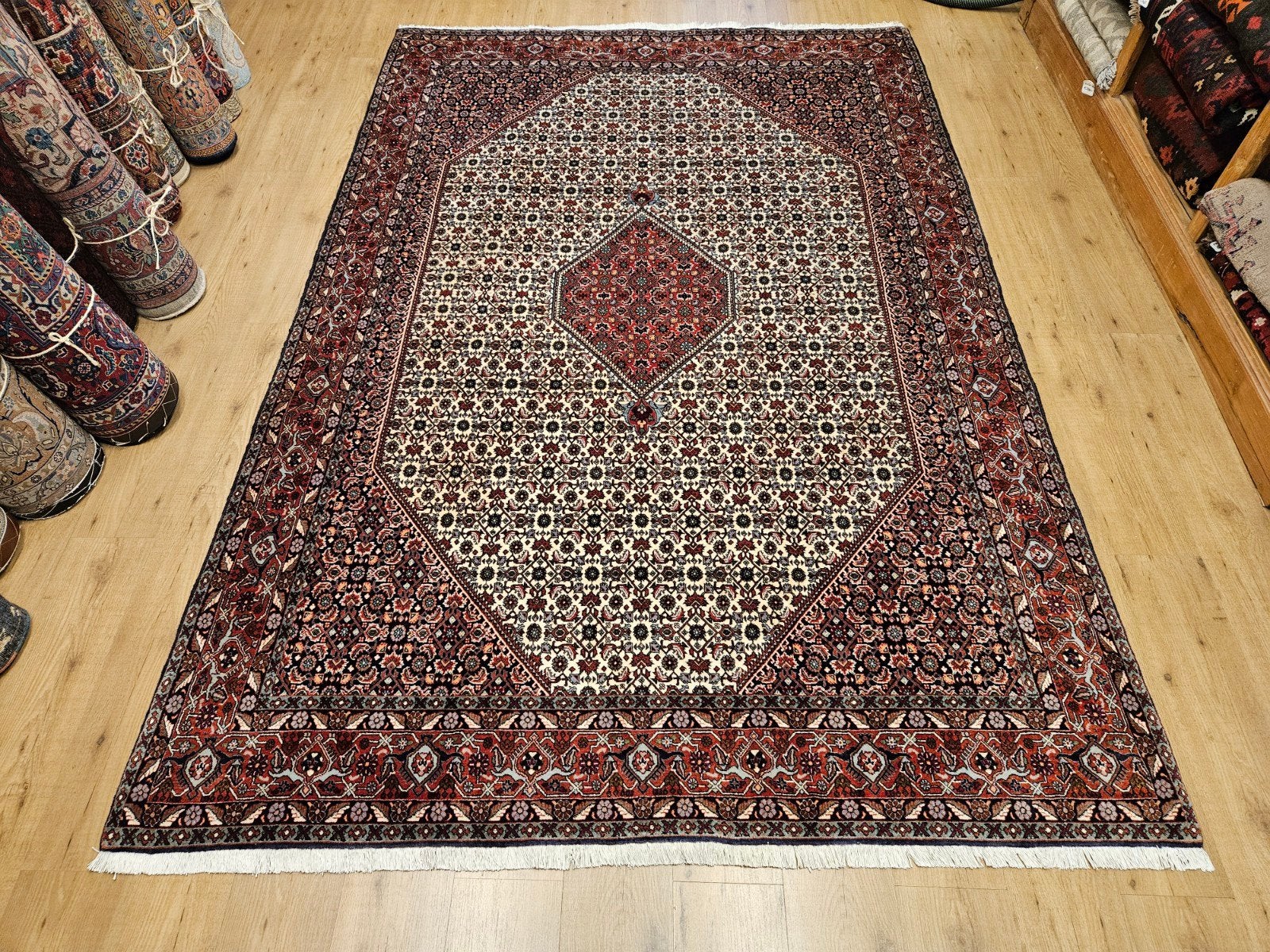 Vintage handgeknoopt perzisch tapijt bidjar 297x194, Info@SlatsAntiek.nl, Tweedehands, Perzisch, 150 tot 200 cm
