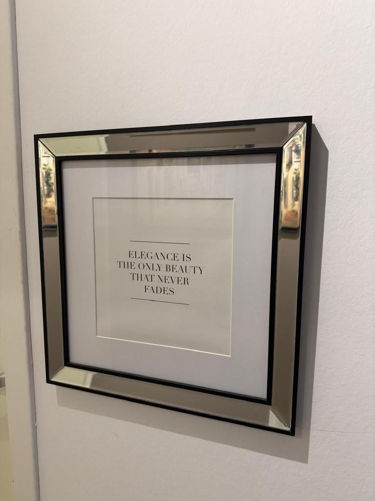 Elegante fotolijst met spiegelrand - 'Elegance' quote, Ophalen of Verzenden