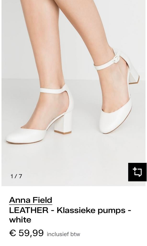 Anna Field - Leather klassieke pumps (wit) - maat 42, Ophalen of Verzenden, Zo goed als nieuw, Wit