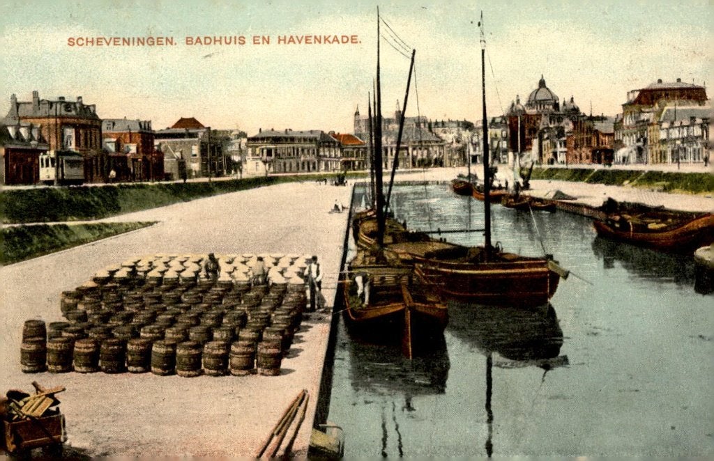 Scheveningen Badhuis en Havenkade n# 652, Verzenden, Voor 1920, Gelopen, Zuid-Holland
