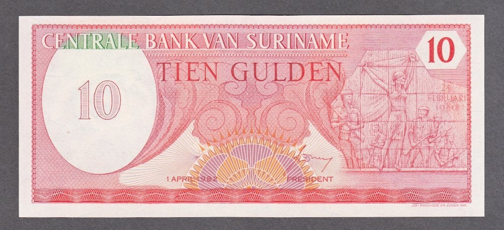 Suriname -10 gulden 1 april 1982 UNC serie 0202558878 -P126, Ophalen of Verzenden, Zuid-Amerika