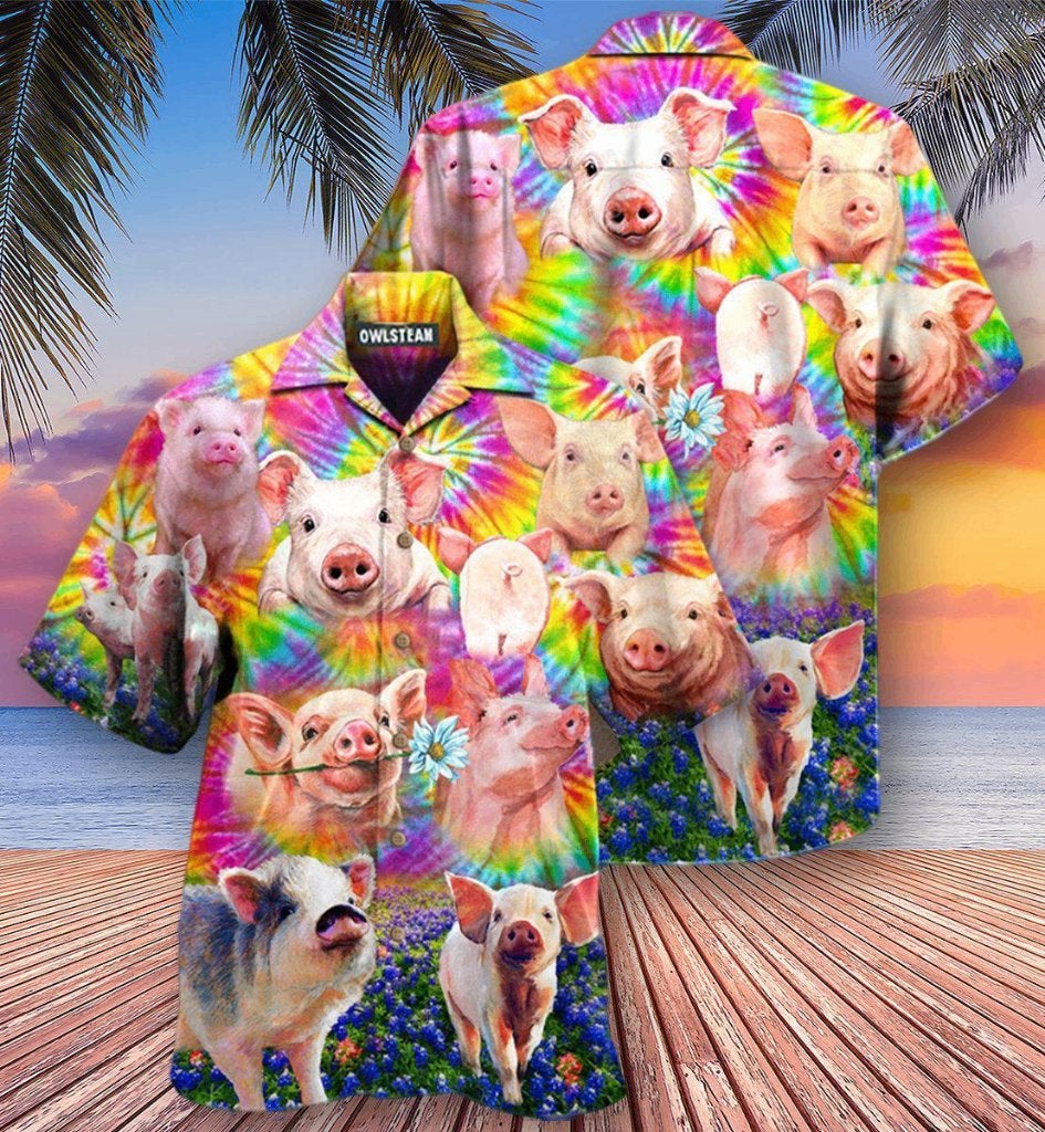 Biggen overhemd (heren mannen varkens feest hawaii shirt), Verzenden, Nieuw, Meerkleurig, Overige halswijdtes