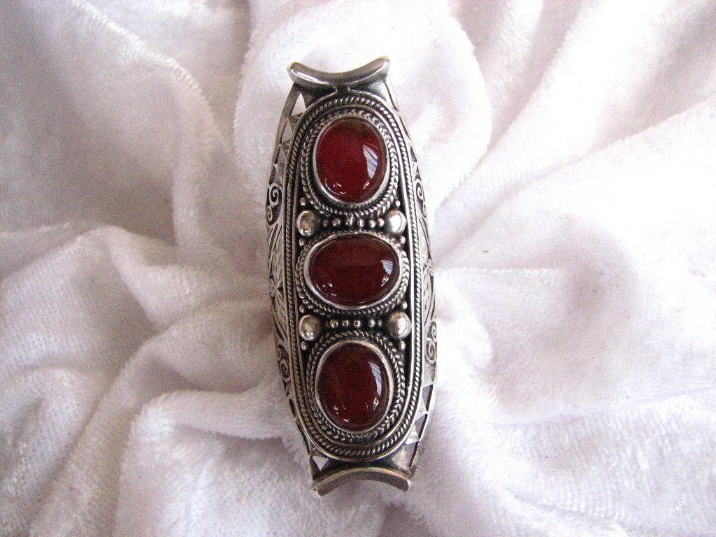 Prachtige Handgemaakte Super Lange Zilver Ring met Carneool, Sieraden, Tassen en Uiterlijk, Verzenden, Zilver, Ring, Met edelsteen