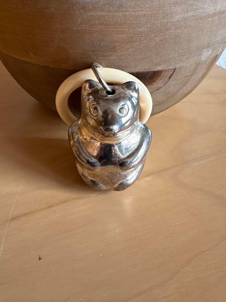 Zilverkleurige bijtring rammelaar, Ophalen of Verzenden