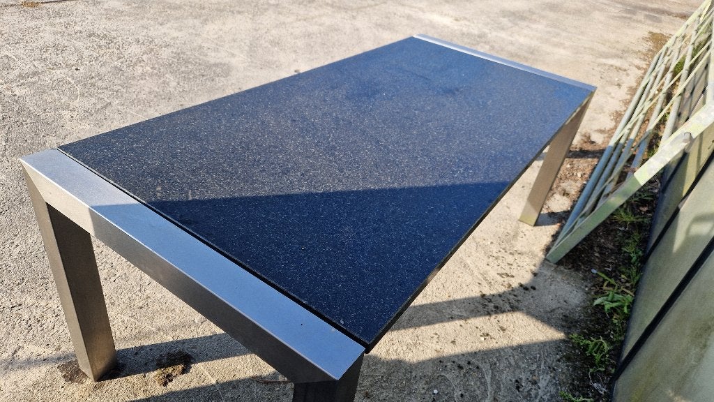 tuintafel natuursteen, Tuin en Terras, Ophalen, Gebruikt, Rechthoekig, Overige materialen