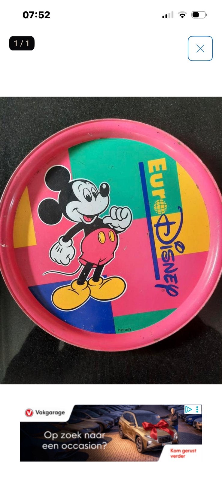 Dienblad, Ophalen of Verzenden, Mickey Mouse, Zo goed als nieuw, Servies