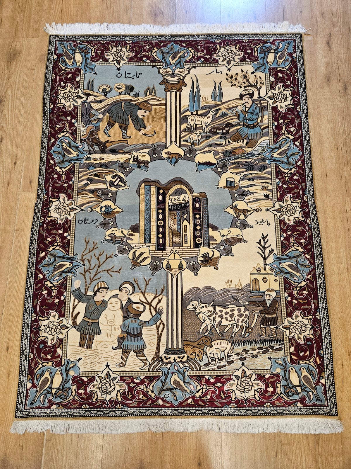 Handgeknoopt perzisch tapijt ghom 148x108, Info@SlatsAntiek.nl, Perzisch, Vof Slats Antiek, Ophalen of Verzenden