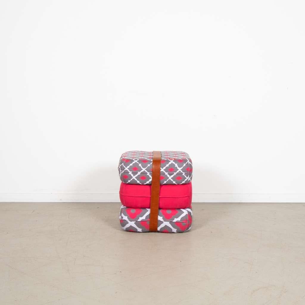 10x Fatboy Baboesjka Poef Rood/Grijs Stof (Patroon 1), Huis en Inrichting, Banken | Voetenbanken en Poefen, Niet ingevuld, Minder dan 50 cm