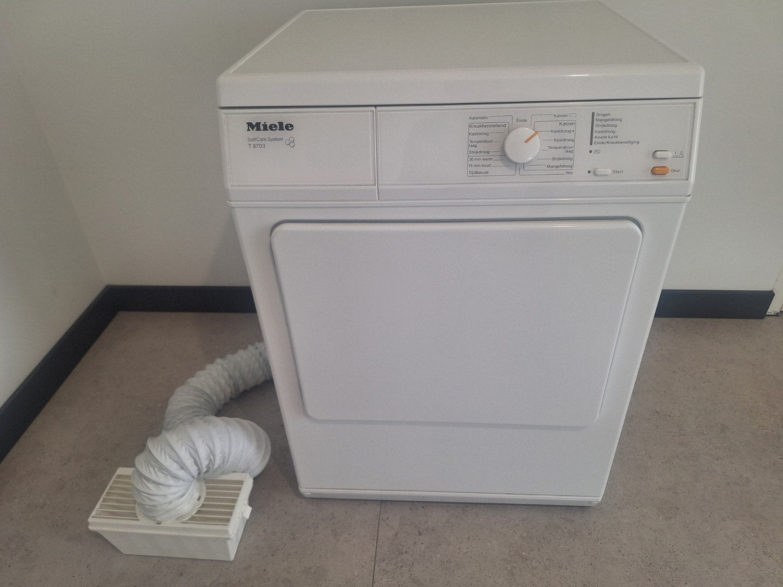 Miele T8703 droger - Koolborstels recent vernieuwd, Gebruikt, Luchtafvoer, Ophalen of Verzenden, Voorlader