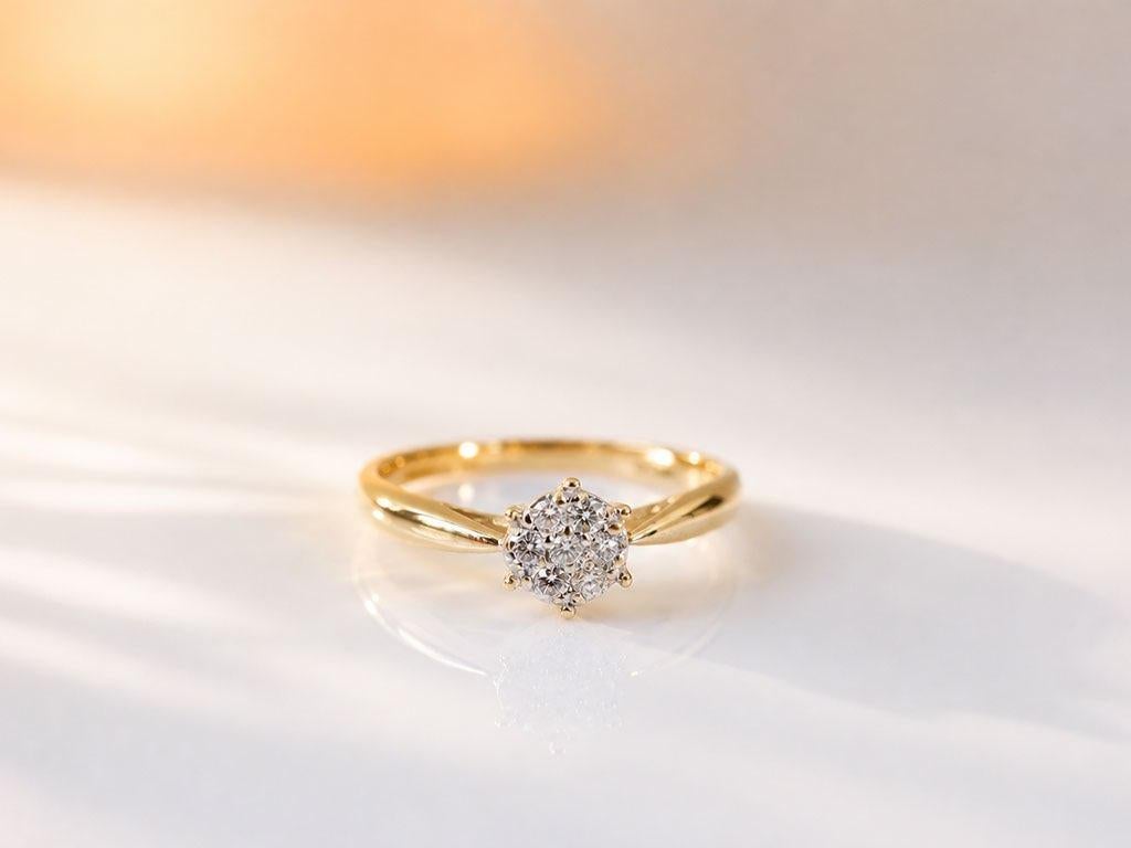 18 Karaat Gouden Verlovingsring Met Diamanten, 18 tot 19, Ophalen of Verzenden, Zo goed als nieuw, Met edelsteen
